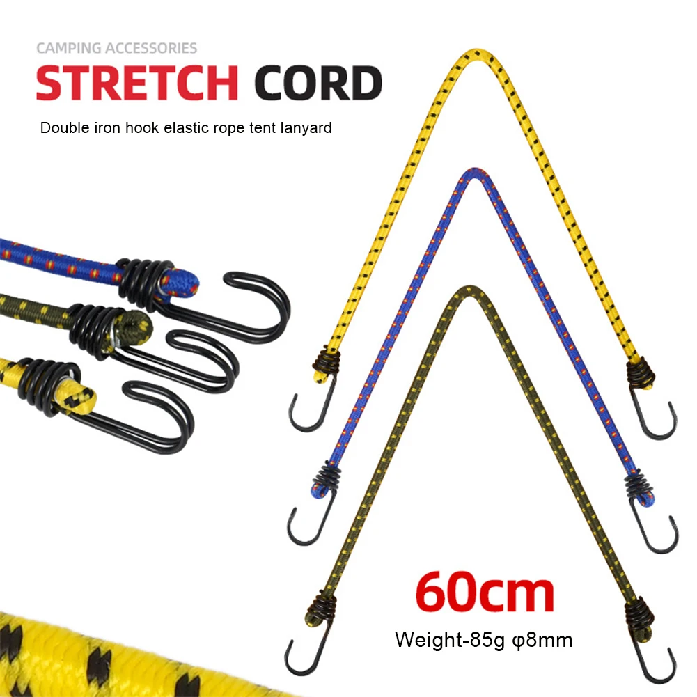 

Outdoor Elastic Bungee Cord Rope Camping Tent Rope Luggage Packing Strap with Metal Hook Ends Camping Hiking Fishing Travel Rope