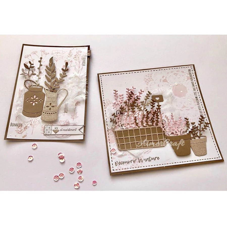 Металлический трафарет для высечки растений в горшке скрапбукинга сделай сам