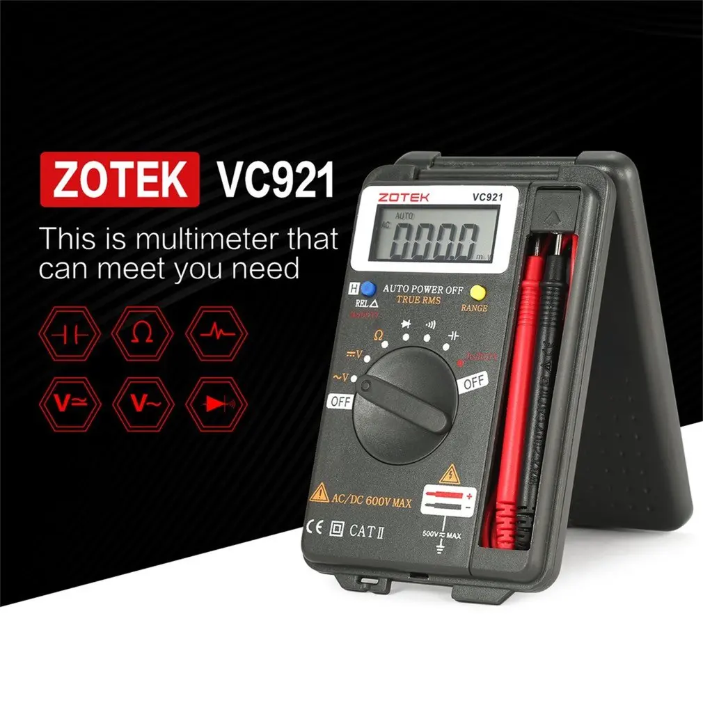 Цифровой мультиметр ZOTEK VC921 карманный с жк дисплеем и автоматическим выбором