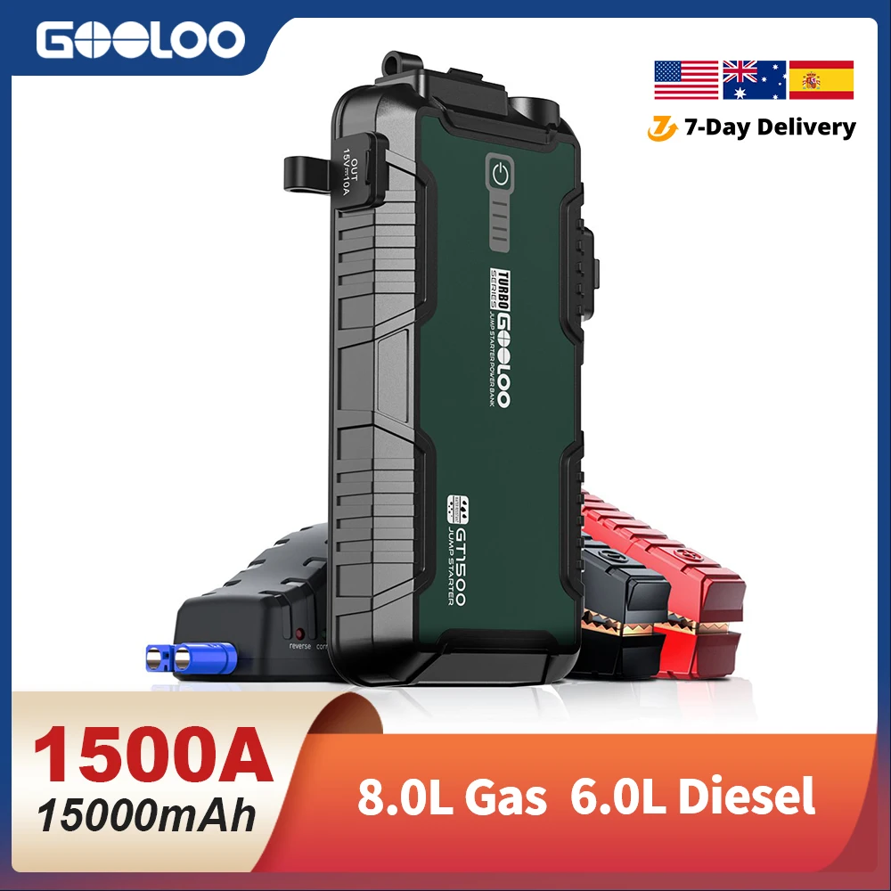 

GOOLOO 1500A Automotive Jump Starter External Car Battery Starter Emergency Power Bank Starting Chargers Vehicle Booster Lighter