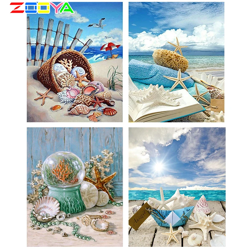 ZOOYA 5D &quotсделай сам&quot алмазная живопись морская звезда ракушка морской пейзаж