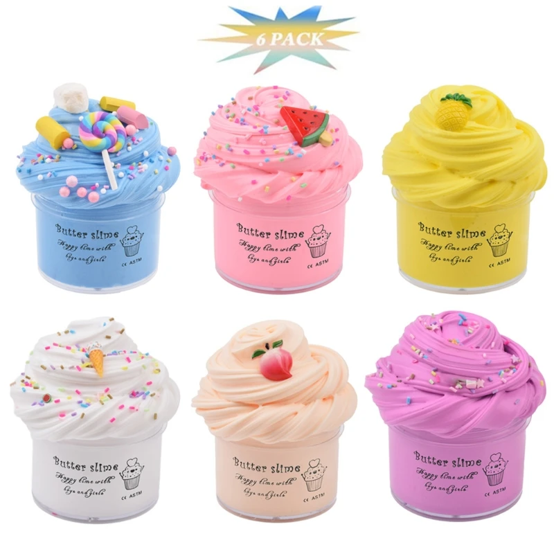 

Slime Kits 6 Pack Party Gifts Super Soft Stretchy and Non Sticky DIY Butter Slime Toys for Kids