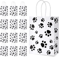 12 pcs dog shape paper bag with handle cookie candy gift packaging bags wedding party decor puppy paw prints birthday