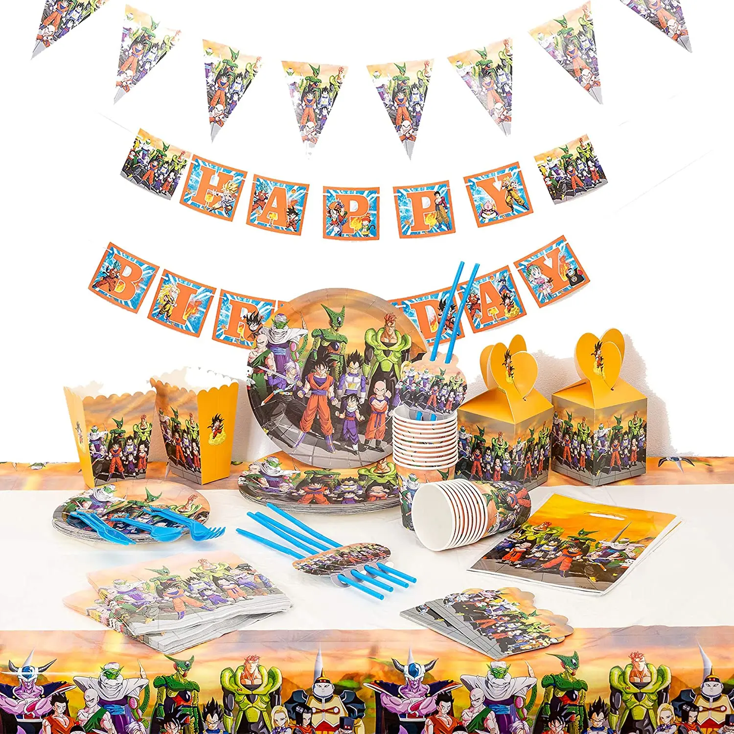 

Cartoon Super Son Goku Design Boys Birthday Party Decorations Balloon Paper Cup Plate Baby Shower Disposable Tableware Supplies