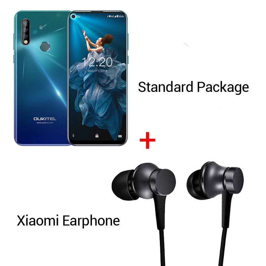 Gradient N Earphone OUKITEL C17 Pro 6,35 ''Android 9,0 19:9 MT6763 4 Гб 64 Гб Смартфон Face ID Octa Core 3900 мАч Тройная камера 4G мобильный телефон - Цвет: Gradient N Earphone