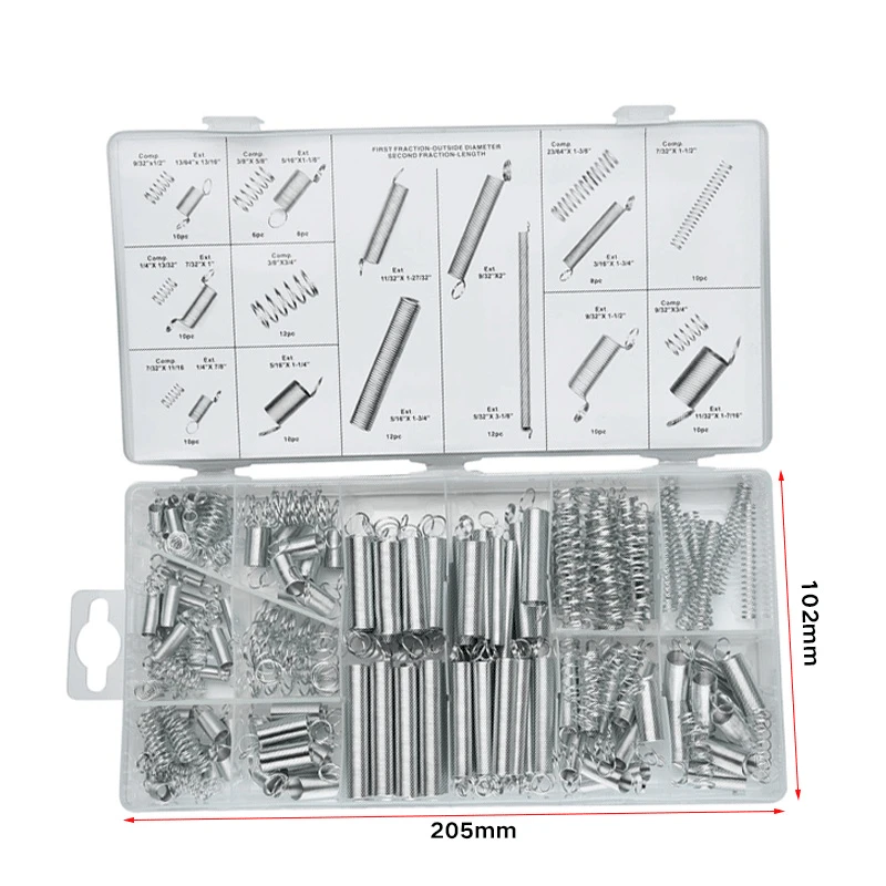 

200 Pcs Extension Tension Pressure Spring Assortment Set Home DIY Tool Kit Spring Steels Hardware Kit Assorted Metal