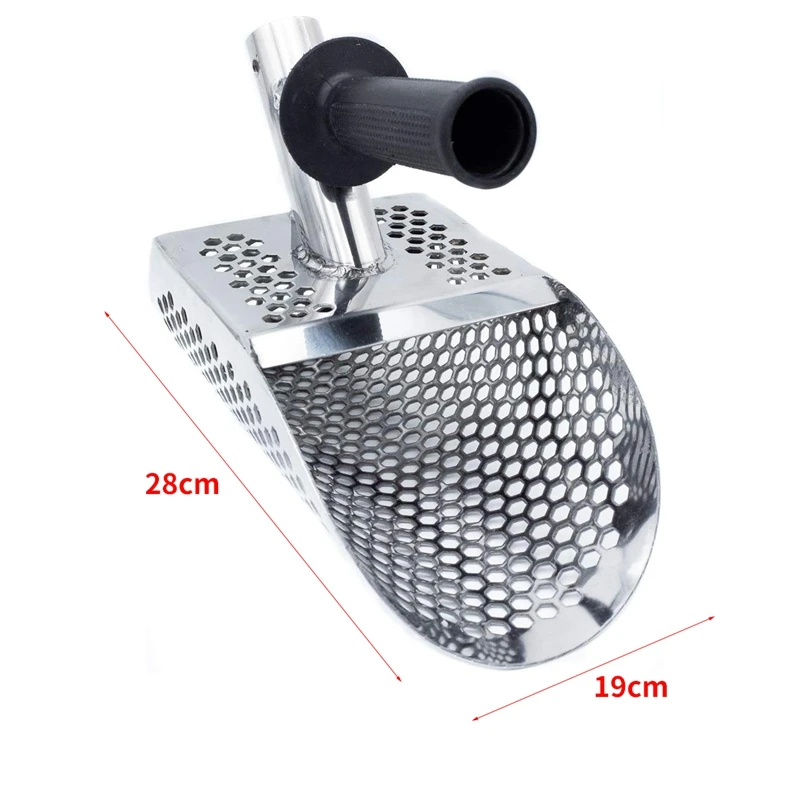 

Sand Scoop for Metal Detecting, Stainless Steel with Hexahedron 7Mm Holes for Beach Treasure Hunting Plastic Handle
