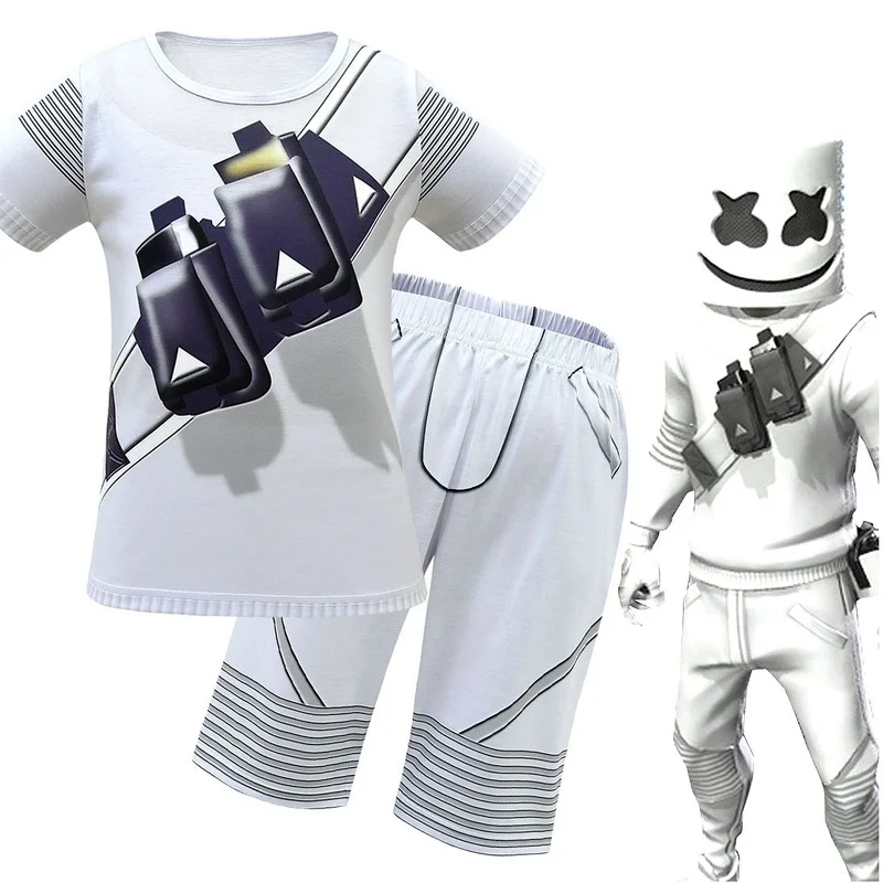 Летний новый комплект детской одежды DJ Marshmello костюмы на Хэллоуин для мальчиков