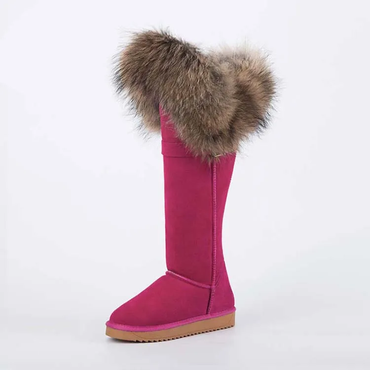 ; модные высокие зимние сапоги; botas mujer; женская зимняя обувь из натуральной кожи с натуральным лисьим мехом;