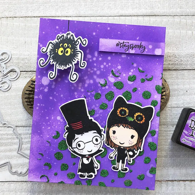 Хэллоуин маленький мальчик и девочка паук силиконовые штампы Скрапбукинг