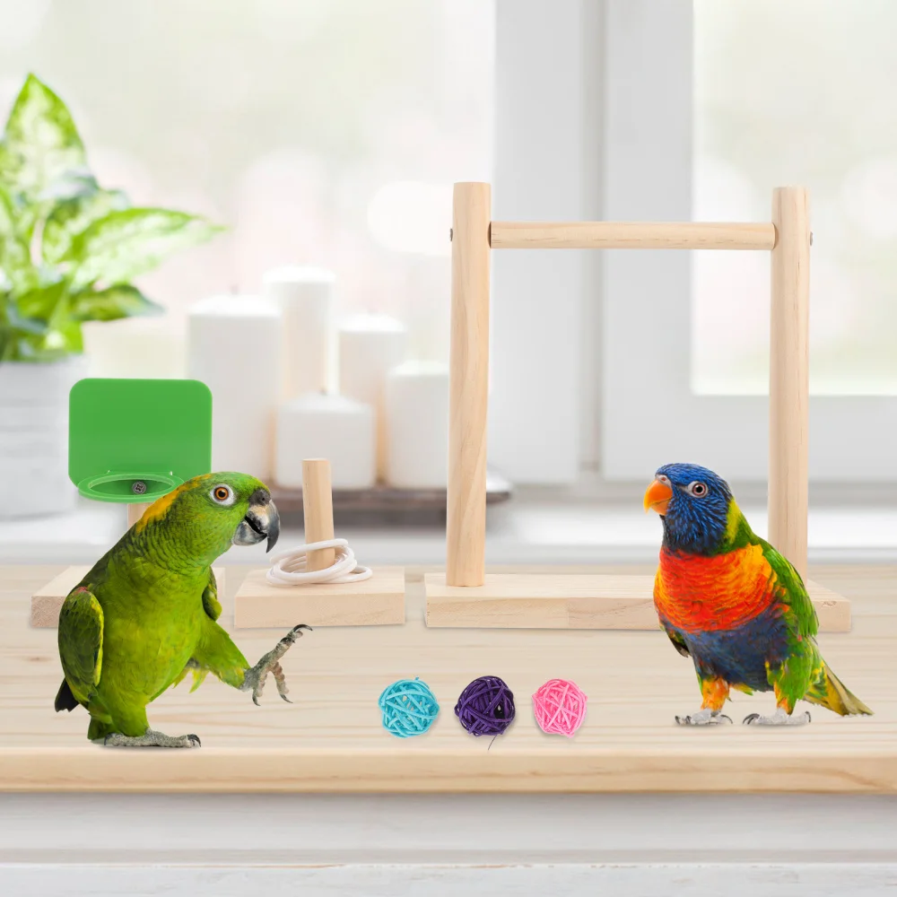 

8pcs Creative Bird Toys Wooden Parrot Exercise Activity Plaything Pet Funny