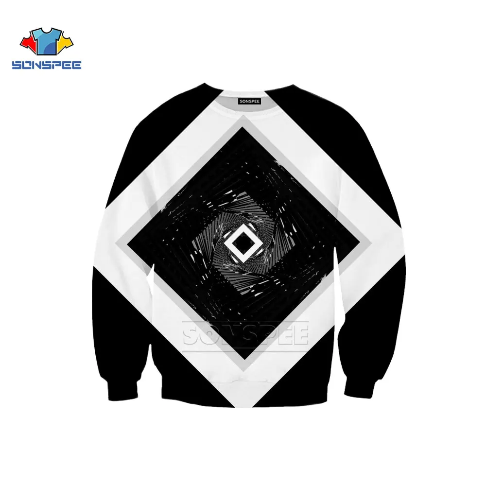 

SONSPEE 2021 New 3D Printing Plus Size Round Neck Sweatshirt Cool Geometry Personality Fashion Abstract Style Unique Bright Dark