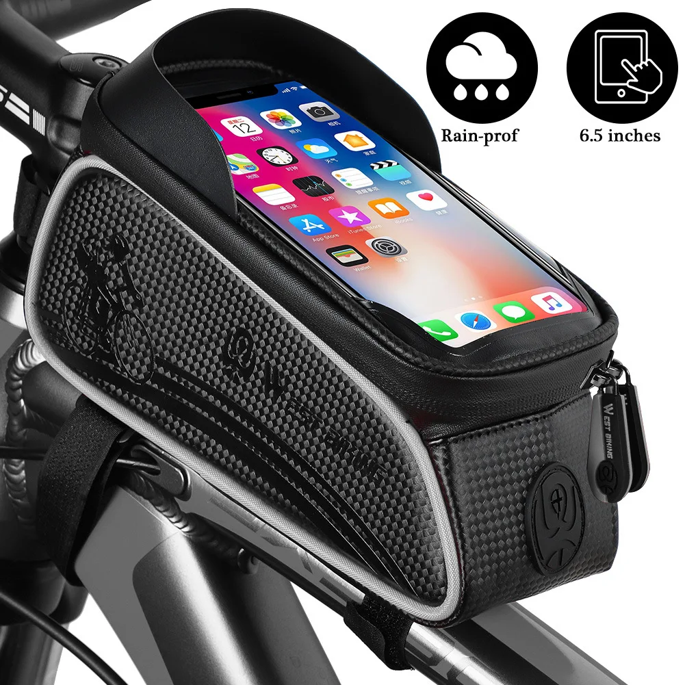 

Bicycle Waterproof Bag Touch Screen Mobile Phone Front Beam Bag Front Upper Tube Bag Mountain Riding Bag Bike Accessories Bag
