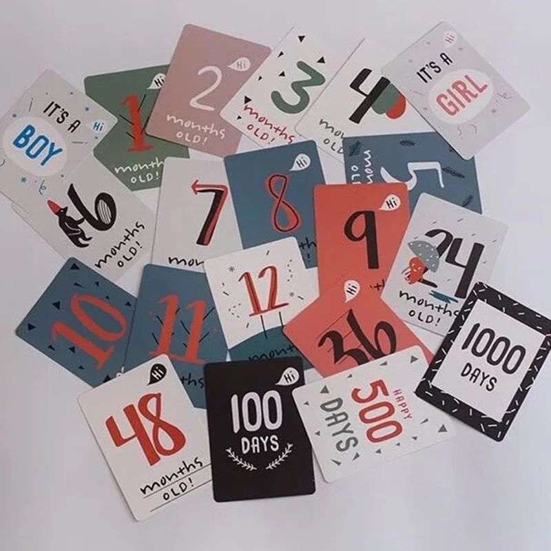 

20pcs/Set Baby Record Cards Month Memory Milestone Kids Infant Souvenirs Supply Pregnancy Maternity Time Sticker Props Cards