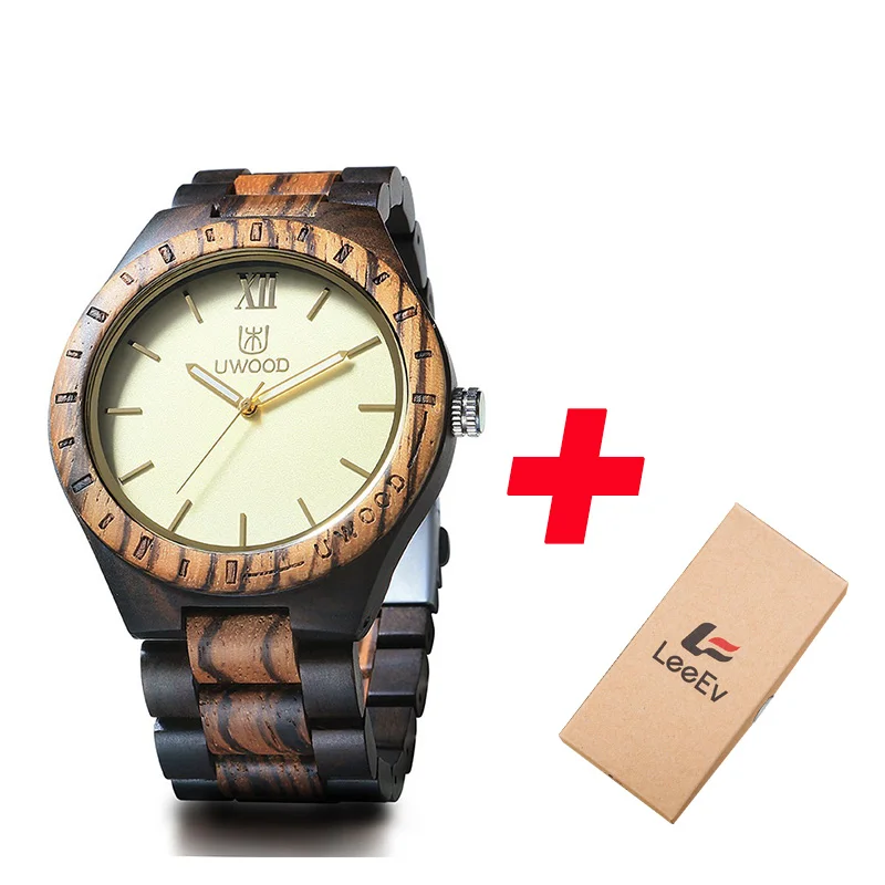 mix sandal wood UWOOD мужские деревянные часы сандалии в стиле ретро деревянные наручные часы светящиеся руки Деревянный мужской браслет часы Relogio Masculino подарок для мужчин - Цвет: mix sandal wood