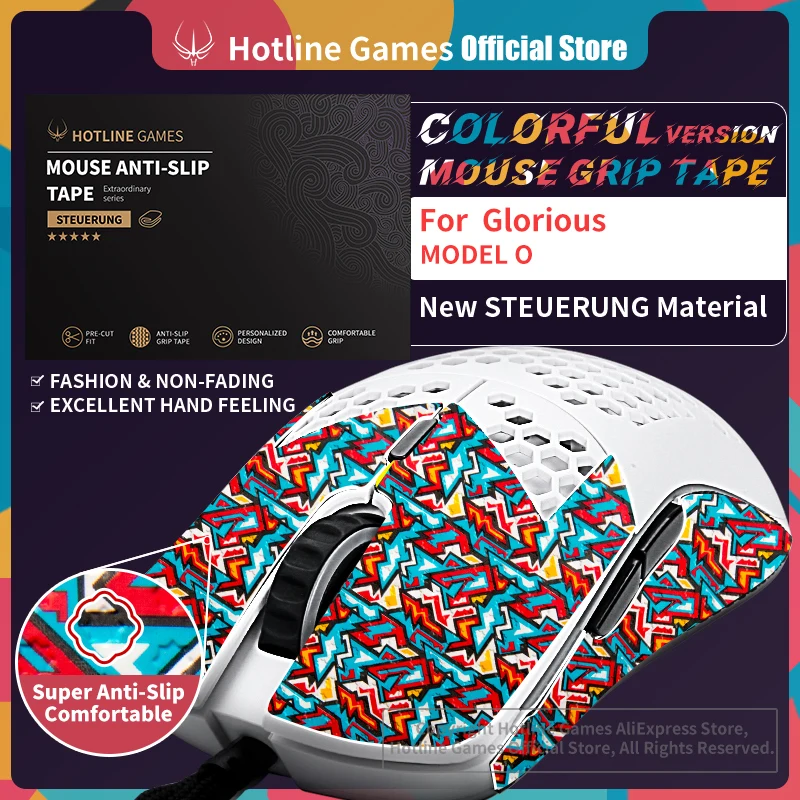 

1PACK Hotline Games Colorful Mouse Grip Tape for Glorious Model O / Model O Wireless Gaming Mouse Anti-slip Tape Easy to Apply