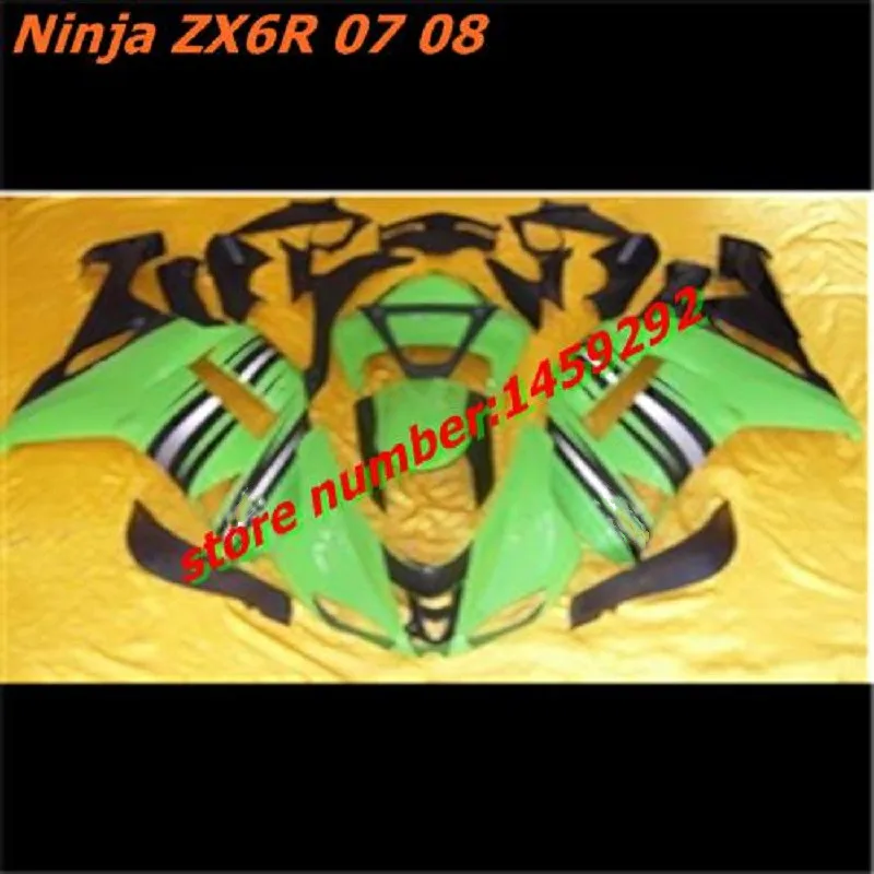 

New ABS Motorcycle whole Fairings kit Fit for Kawasaki Ninja ZX-6R 636 07 08 ZX6R 2007 2008 Custom green black