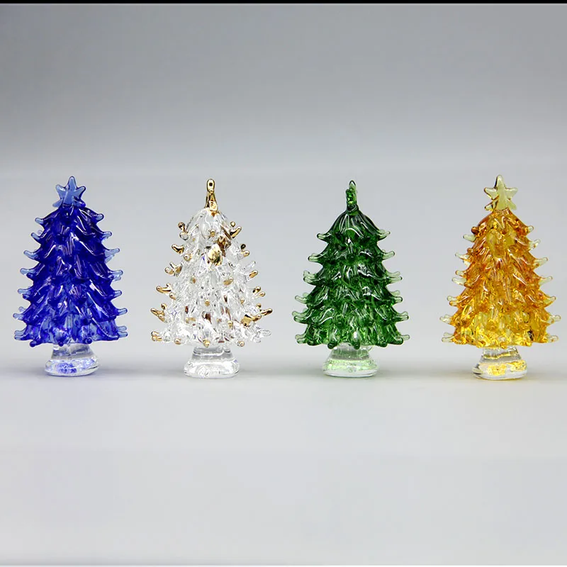 

4pcs Crystal Christmas Tree Figurines Paperweight Glass Crafts Art&Collection Car Ornaments Souvenir Home Decor Wedding Gifts