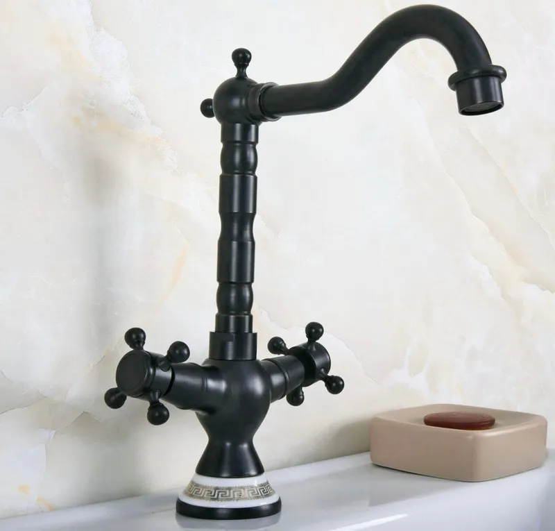 

Basin Faucets Oil Rubbed Bronze Bathroom Sink Faucet 360 Degree Swivel Dual Handle Kitchen Washbasin Mixer Taps tnf648