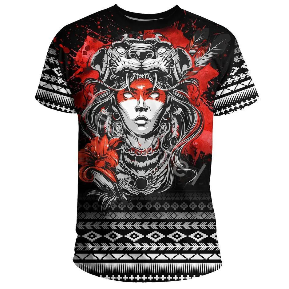 

Tessffel Amazing Aztec Warrior 3D All Over Printed Fashion Summer Harajuku T-shirt Unisex Top O-Neck Short Sleeve Styele-A28