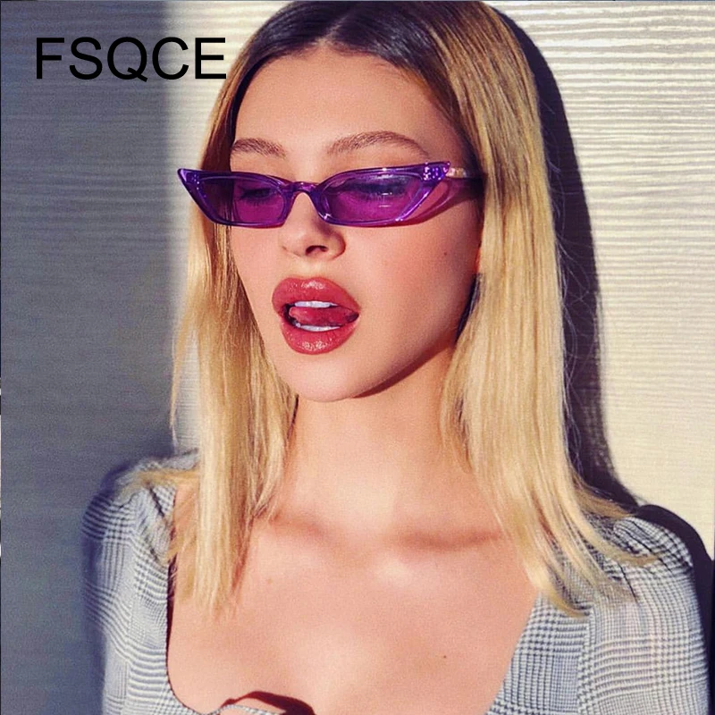 Солнцезащитные очки кошачий глаз женские конфетных цветов модные маленькие с