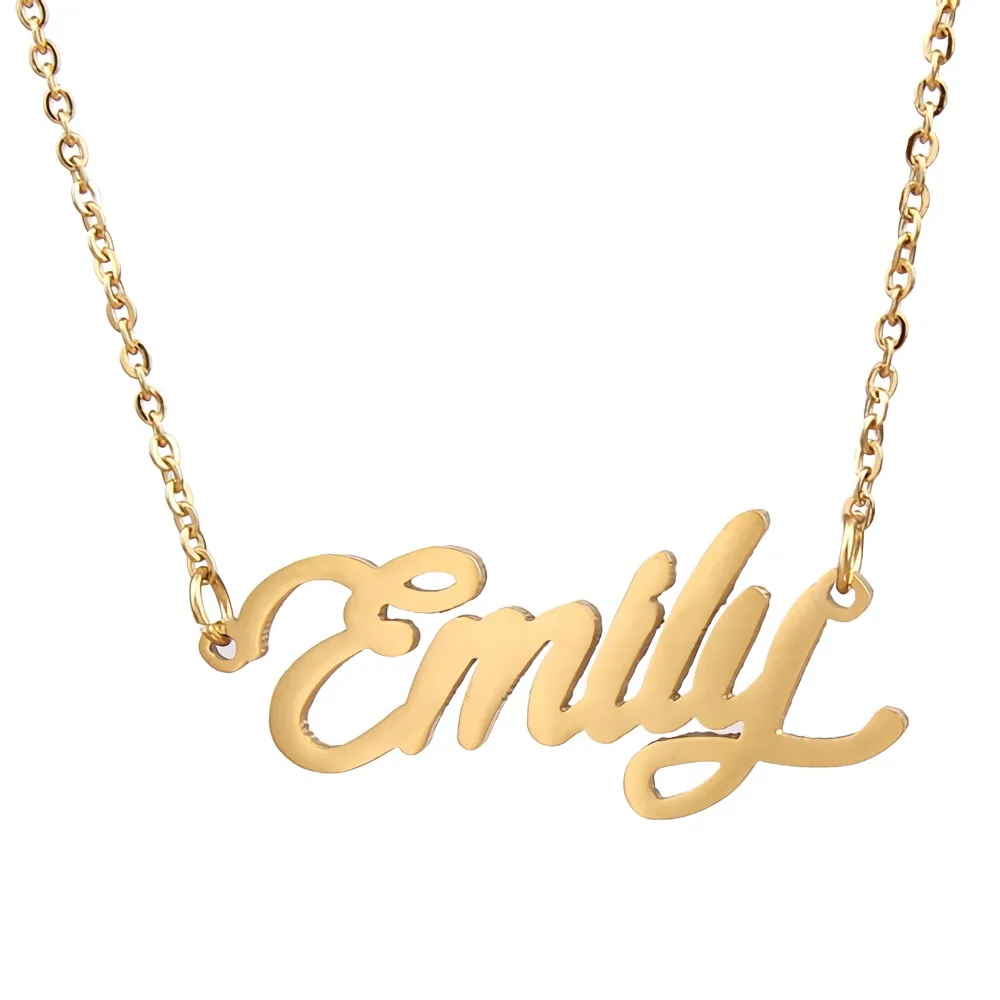 

Emily Nameplate Necklace for Women Stainless Steel Jewelry Gold Plated Name Chain Pendant Femme Mothers Friends Gift