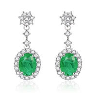 beautiful elegant earrings 925 sterling silver halo stud earrings emerald tourmaline engagement dangle long earrings for gift