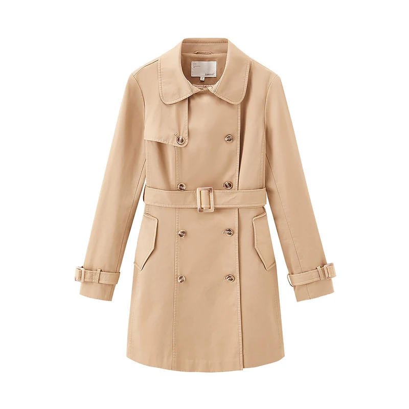 

INMAN 2021 Spring New Arrival Women's Windbreaker Medium Length Casual Double Breasted Small Overcoat Coat
