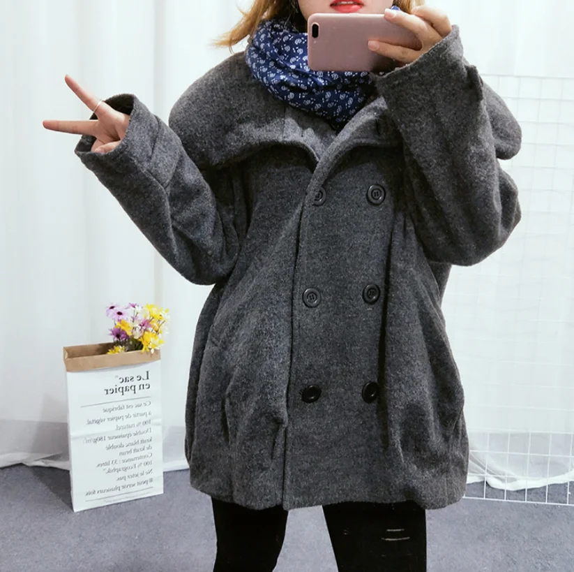 

2021 Autumn/winter Women's Loose Mid-length Fashion Double-breasted Coat Winter Jacket Women