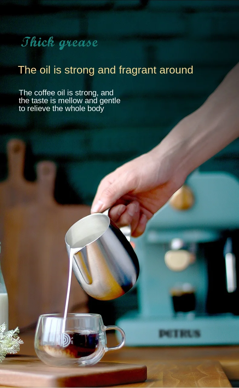 

zq Retro Coffee Machine Household Small Full & Semi Automatic Espresso Commercial Steam Frothed Milk