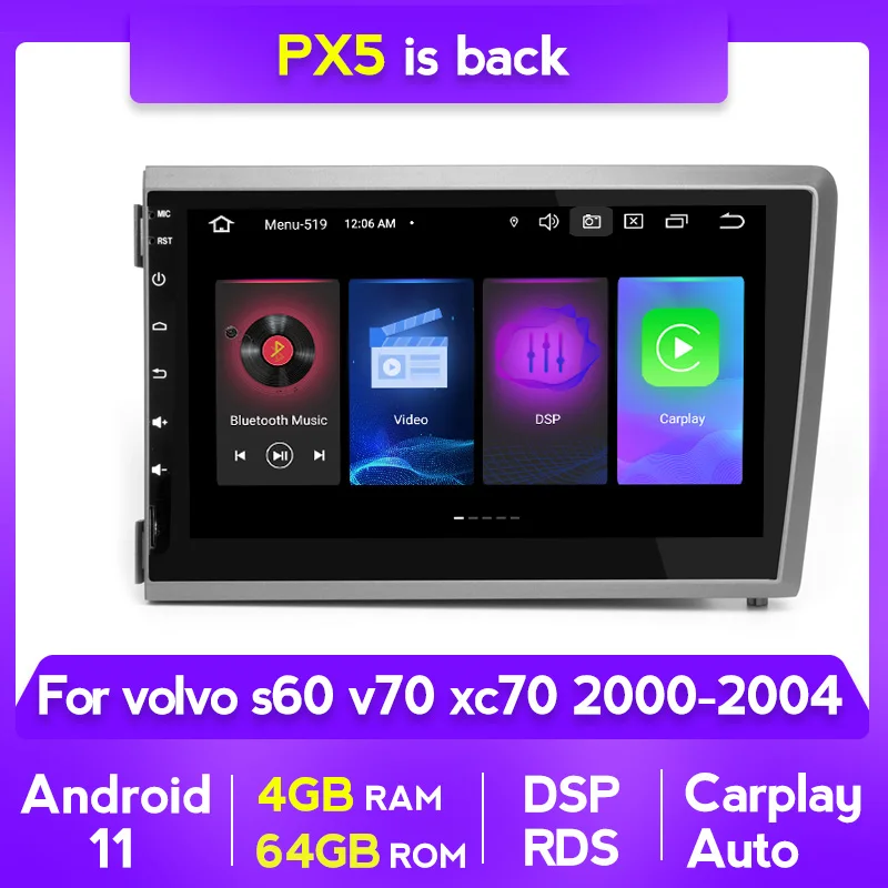 

MEKEDE 4G 64G 8 дюймов Android 11 GPS-навигация автомобильный радиоприемник DVD-плеер для Volvo S60 V70 XC70 2000-2004 DSP 4G carplay автомобильный без DVD