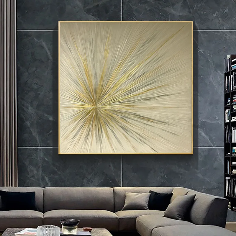 Handmade Abstract Painting Canvas Art Gold Leaf Painting Large Wall Art Oversize Gold Texture Painting Modern Home Decor
