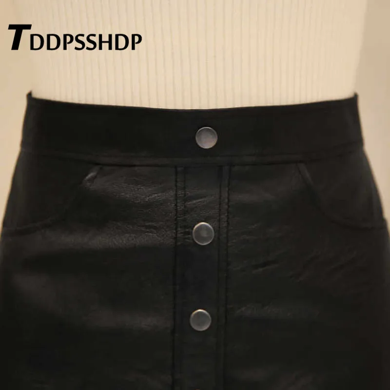 Женская однобортная юбка из искусственной кожи с высокой талией 2019 | одежда