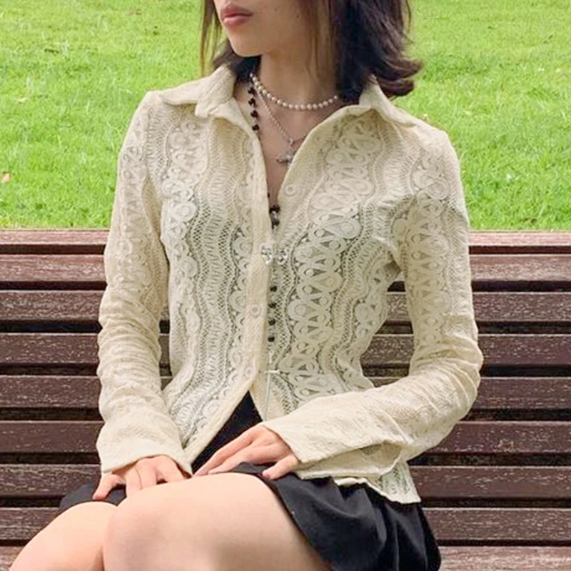 

Женская укороченная летняя куртка, модный универсальный кружевной Повседневный тонкий кардиган в западном стиле с длинными рукавами и V-об...