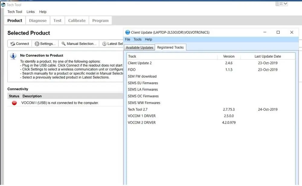 Инструмент Premium Tech Tool 2.7.75 (PTT 2 7/VCADS) [2019] (REAL Development) для volvo с инструментом