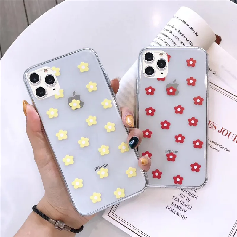 USLION Colorful Daisy Patterned Phone Cover For iPhone 11 12 13 Pro Max Mini X XR XS Max 7 8 Plus Soft Silicone TPU Back Case