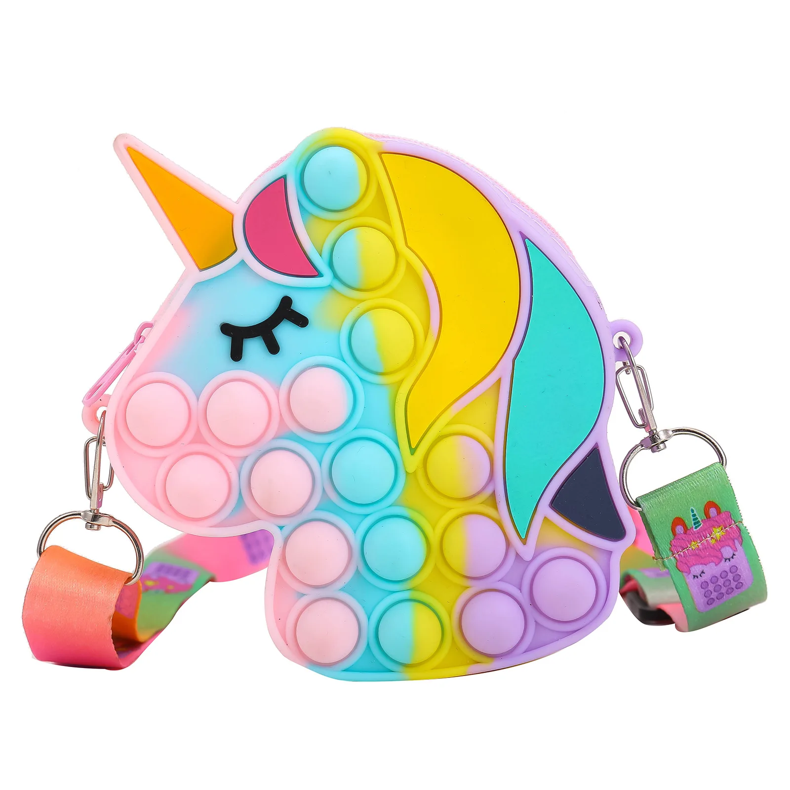 

Fashion Fidget Toys Push Bubbles Toy Rainbow Unicorn Coin Purse Wallet Ladies Bag Silica Simple Dimple Crossbody Bags For Girls