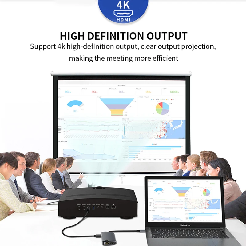 8 в 1 тип c usb хаб tfsd кард ридер super hd 4k hdmi 87 вт