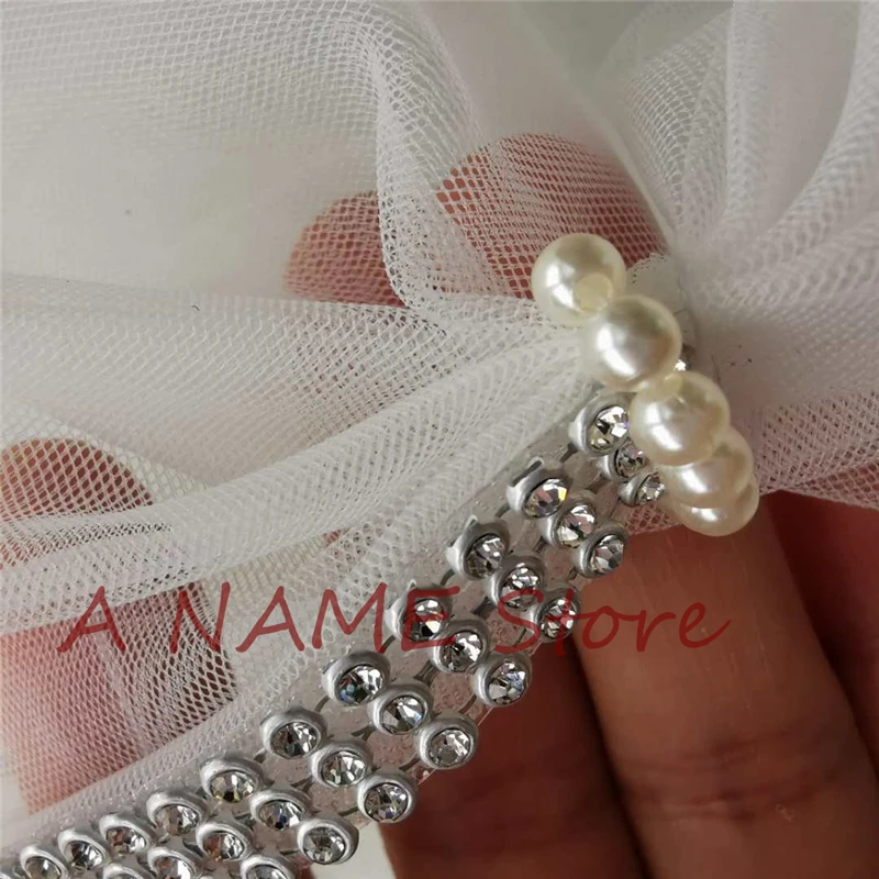 Фата свадебная длинная для невесты фата из тюля с бисером Белый/цвет слоновой