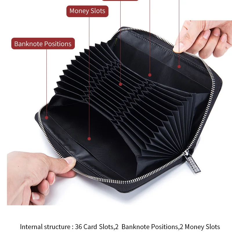 

New Credit Business Card Wallet Man Women Long Wallet Card Holder Rfid Wallet Zipper Coin Purse