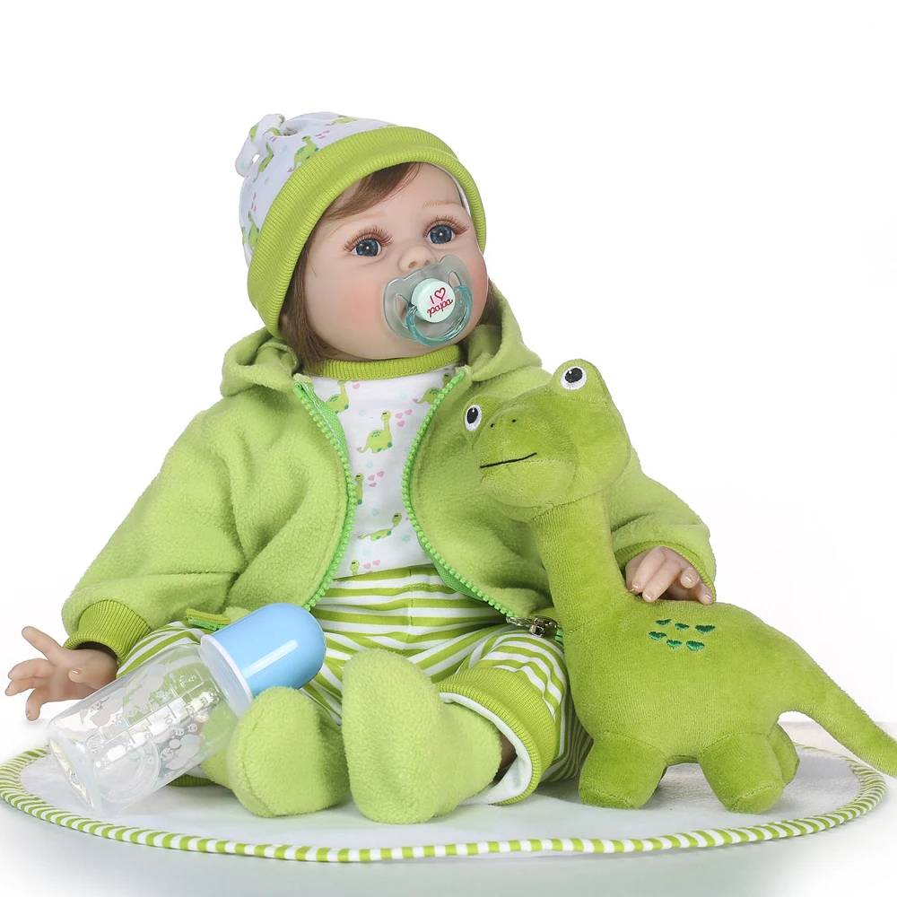 

NPK 55CM High Quality bebe reborn Doll With Dinosaur plush Adorable Lifelike Baby Bonecas Reborn Menino toys gift