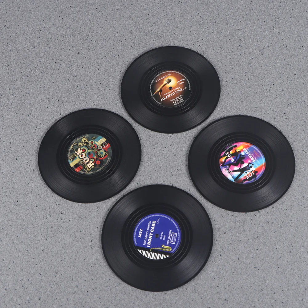 

4pcs Spinning Vintage Vinyl Record Drinks Coasters Cup Mat