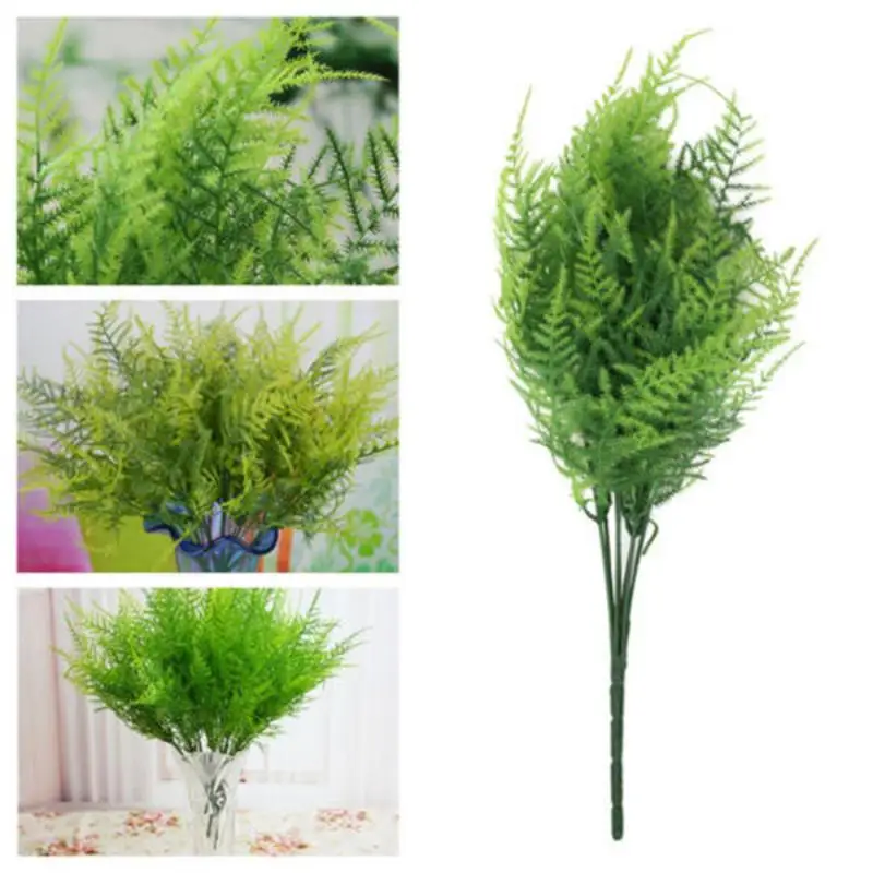 

Hot Sale Plastic Green 7 Stems Artificial Asparagus Fern Bush Plants Home Cafe Office Party Garden Green Plant Decoration
