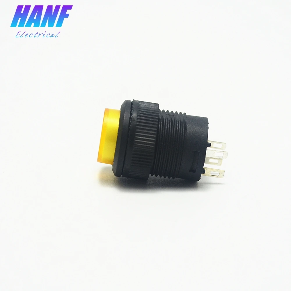 5 шт. 16 мм самоблокирующийся кнопочный переключатель 3а/250В 1NO LED 4 штырьковые