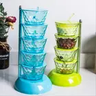 Органайзер для специй, вертикальный поворотный органайзер для кухни, прозрачная коробка для хранения специй, комбинированные полки для банок и приправ