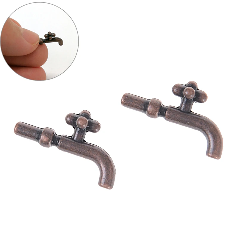 

2Pcs Dollhouse Miniature Faucet 1:12 Miniature Alloy Water Tap Faucet Furniture Toys Bathroom Accessories
