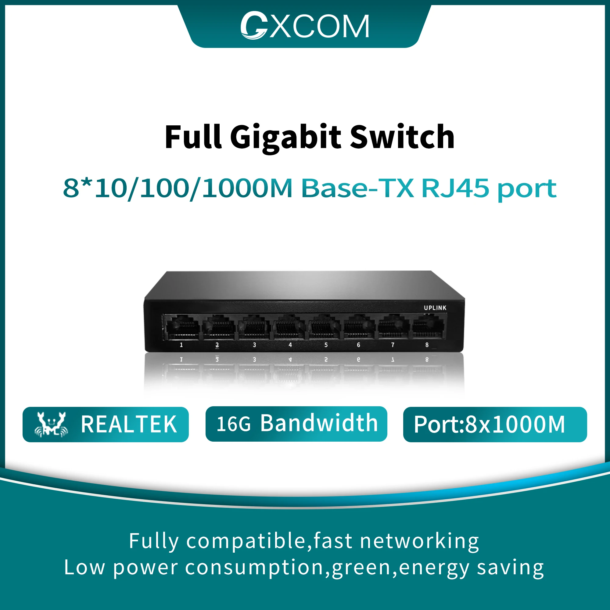 8 port 10/100/1000M network Switch full Gigabit Ethernet switch built in power rack mount  8 port gigabit desktop switch