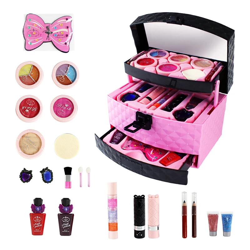 

Girls Princess Makeup Box Set Washable Makeup Toy Set Children's Non-Toxic Cosmetics Beauty Toys Pretend Play