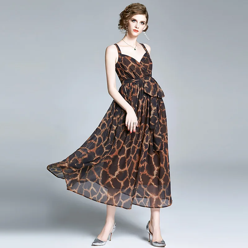 2020 модные элегантные пляжные платья для отпуска красивое платье с леопардовым