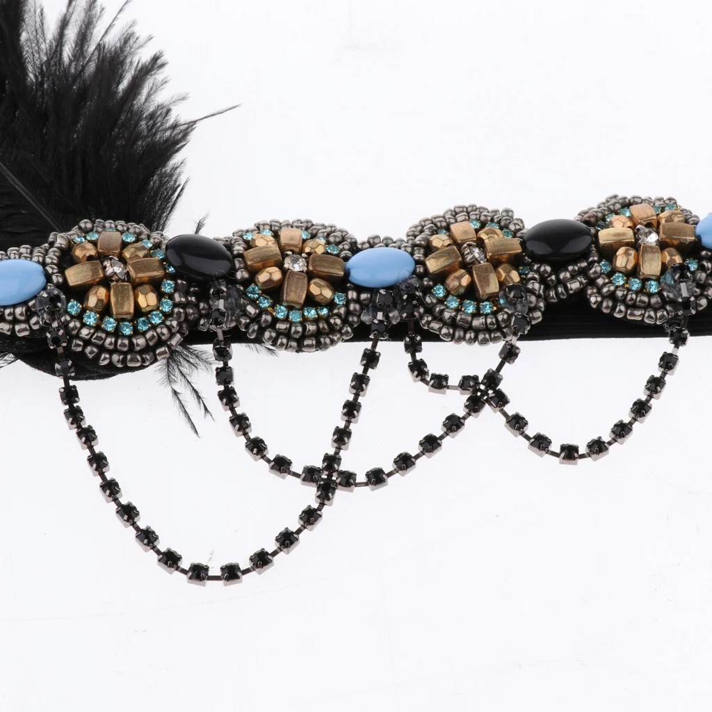 

Lady 20s Flapper Beads Headband Fascinator Wedding Bridal Hairband